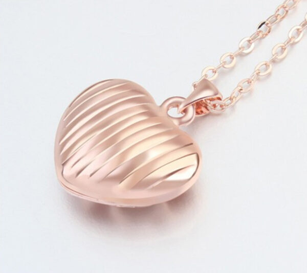 Precious Metal Coated Filigree Heart Pendant Necklace with Sparkling Diamond Clear Crystals - 18ct Rose Gold