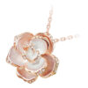 Precious Metal Coated White Rosebud Flower Pendant Necklace with Diamond Crystals
