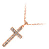 Precious Metal Coated Cross Pendant Necklace Adorned with Brilliant Clear Stones