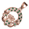 18K Rose Gold Coated Claddagh Circle Pendant Necklace with Cubic Zirconia Stones