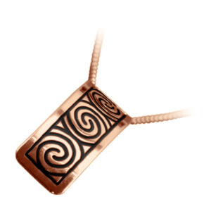 18K Rose Gold Coated 925 Sterling Silver Celtic Newgrange Spirals Pendant Necklace - Black