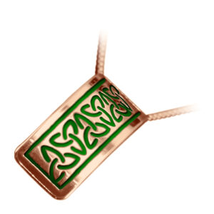 18K Rose Gold Coated 925 Sterling Silver Celtic Trinity Knot Pendant Necklace - Green