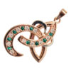 18K Rose Gold Coated Celtic Trinity Knot and White Gold Coated Heart Pendant Necklace with Stones and 2 Tone