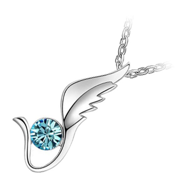 18K White Gold Coated, 27 x 12mm Coloured Angel Wings Crystal Pendant Necklace