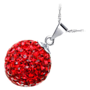 925 Sterling Silver Coated Ball Chain Pendant Necklace Adorned with Crystals