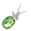 925 Sterling Silver Coated Pendant Necklace with Oval Crystal and Flying Butterfly