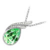 925 Sterling Silver Coated Water Drop Pendant Necklace with Crystal and Diamond Clear Stones - Peridot Green