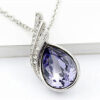 925 Sterling Silver Coated Water Drop Pendant Necklace with Crystal and Diamond Clear Stones - Tanzanite Violet
