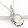 925 Sterling Silver Coated Water Drop Pendant Necklace with Crystal and Diamond Clear Stones - Diamond Clear