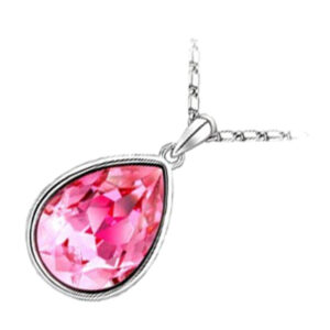 925 Sterling Silver Coated Water Drop Pendant Necklace with Crystal - Sapphire Rose