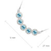 925 Sterling Silver Coated Pendant Necklace with 5 Round Zircon Stones and Diamond Clear Stone Band - Aquamarine Sea Blue