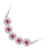 925 Sterling Silver Coated Pendant Necklace with 5 Round Zircon Stones and Diamond Clear Stone Band - Amethyst Rose