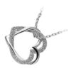 925 Sterling Silver Coated 2 Heart Pendant Necklace Adorned with Stones