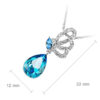 925 Sterling Silver Coated Teardrop Pendant Necklace with Sparkling Crystal and Butterfly Design - Aquamarine Sea Blue