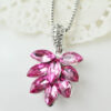 925 Sterling Silver Coated Pendant Necklace with Bunch of Sparkling Crystal Fruits - Amethyst Rose