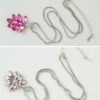 925 Sterling Silver Coated Pendant Necklace with Bunch of Sparkling Crystal Fruits - Amethyst Rose