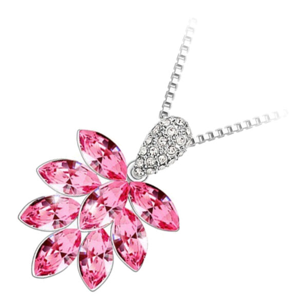 925 Sterling Silver Coated Pendant Necklace with Bunch of Sparkling Crystal Fruits - Amethyst Rose