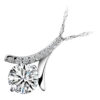 Precious Metal Coated Floral Design Pendant Necklace with Sparkling AAA Zircon Round Crystal Berry and White Stone Accents