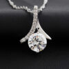 Precious Metal Coated Floral Design Pendant Necklace with Sparkling AAA Zircon Round Crystal Berry and White Stone Accents - 18ct White Gold