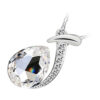 925 Sterling Silver Coated Water Drop Crystal Pendant Necklace with Stone-Paved Band