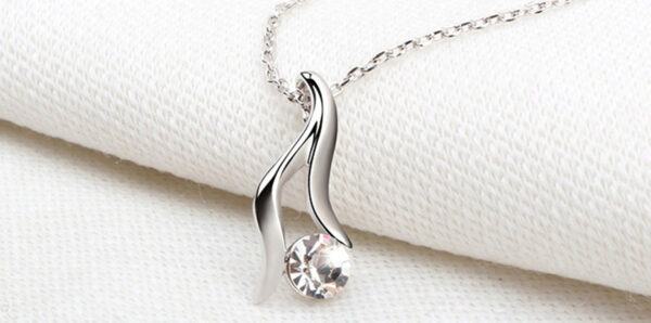 925 Sterling Silver Coated Giving Hand Pendant Necklace with Crystal - Diamond Clear