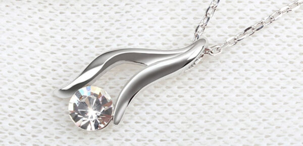 925 Sterling Silver Coated Giving Hand Pendant Necklace with Crystal - Diamond Clear