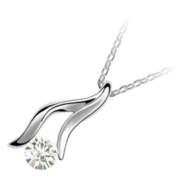 925 Sterling Silver Coated Giving Hand Pendant Necklace with Crystal - Diamond Clear