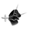 925 Sterling Silver Coated Rose Flower Pendant Necklace with White Stone Accents