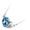 925 Sterling Silver Coated Heart Pendant Necklace with Teardrop Crystal