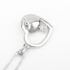 925 Sterling Silver Coated Heart Pendant Necklace with Crystal and Solid Small Heart - Turquoise Blue