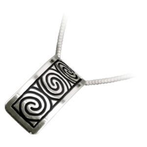 925 Sterling Silver Pendant Necklace with Enamel Newgrange Spirals - Black