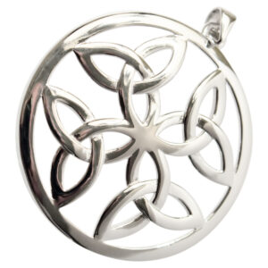 Circle Pendant Necklace with Celtic Trinity Knots Inside  in 925 Sterling Silver or Precious Metal Coated - Sterling Silver
