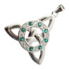 925 Sterling Silver Pendant Necklace with Celtic Trinity Knot and Circle Paved with Stones