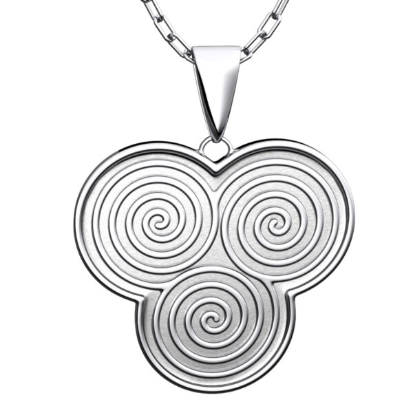 Triskelion Triple Celtic Spiral Double Sided Pendant Necklace in 925 Sterling Silver or Precious Metal Coated - Sterling Silver