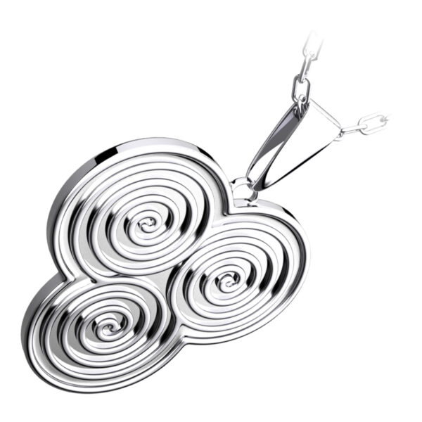 Triskelion Triple Celtic Spiral Double Sided Pendant Necklace in 925 Sterling Silver or Precious Metal Coated - Sterling Silver