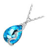 Sterling Silver Coated, 18 x 33mm Coloured Water Drop Crystal Inline Pendant Necklace