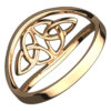 18K Yellow Gold Coated 925 Sterling Silver Celtic Triquetra Cross Ring with Doubled Trinity Knot