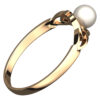 18K Yellow Gold Coated 925 Sterling Silver Celtic Trinity Knot Ring with White Round Pearl