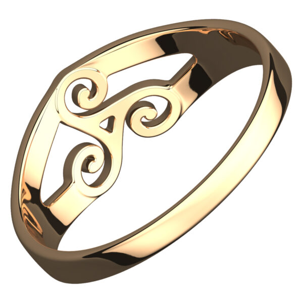 18K Yellow Gold Coated 925 Sterling Silver Celtic Spiral Triskele Ring