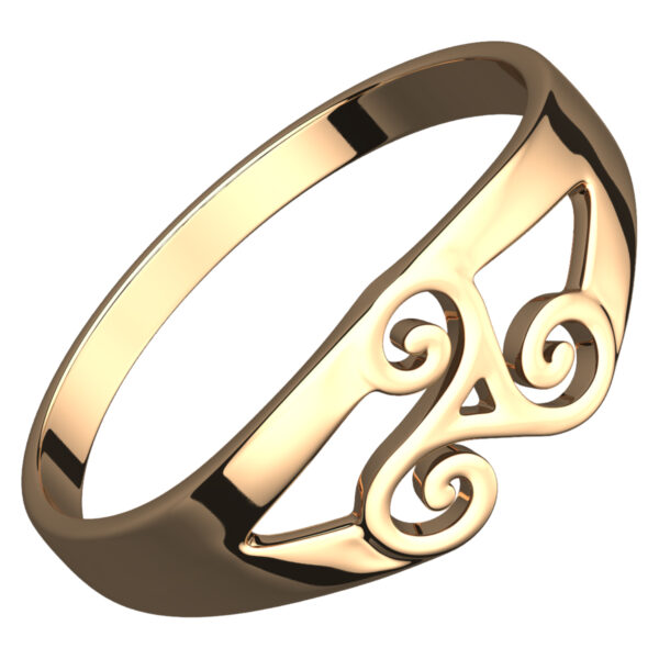 18K Yellow Gold Coated 925 Sterling Silver Celtic Spiral Triskele Ring