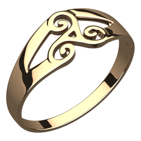 18K Yellow Gold Coated 925 Sterling Silver Celtic Spiral Triskele Ring