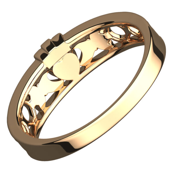 18K Yellow Gold Coated 925 Sterling Silver Half Covered Claddagh Ring