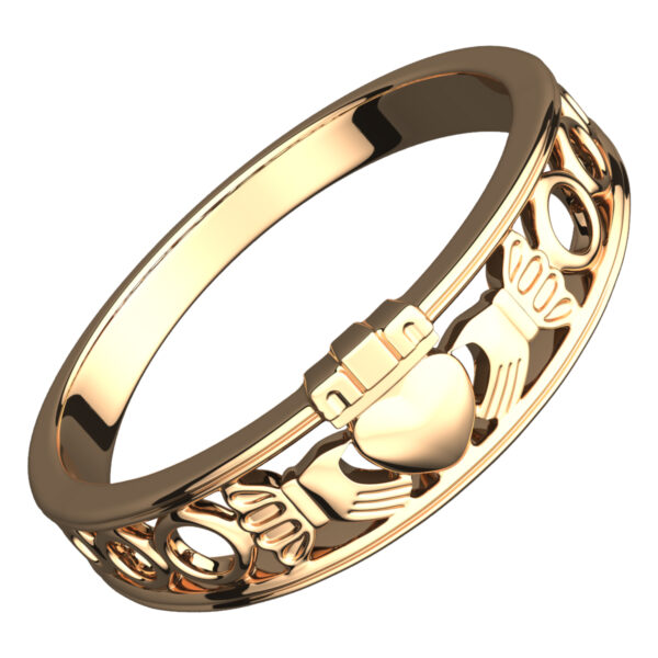 18K Yellow Gold Coated 925 Sterling Silver Half Covered Claddagh Ring