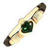 18K Yellow Gold Coated 925 Sterling Silver Claddagh Ring with Emerald Green Zircon Stone