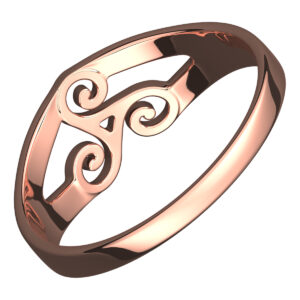 18K Rose Gold Coated Ring Celtic Spiral Triskele