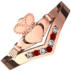 18K Rose Gold Coated Claddagh Ring with Ruby Red Zircon Stones