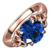 18K Rose Gold Coated Ring with Sapphire Blue CZ Stone and Celtic Trinity Knots