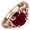18K Rose Gold Coated Ring with Ruby Red CZ Stone and Celtic Trinity Knots