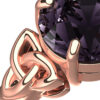 18K Rose Gold Coated Ring with Amethyst Color CZ Stone and Celtic Trinity Knots