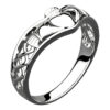 925 Sterling Silver Claddagh Ring with Half Covered Band and Celtic Knot Design